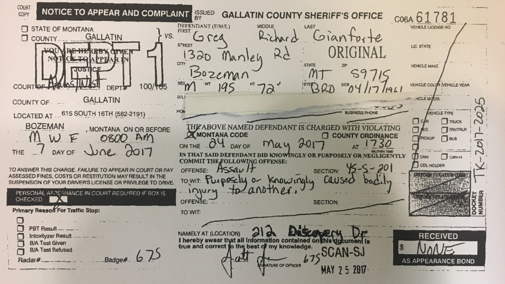 Gianforte citation